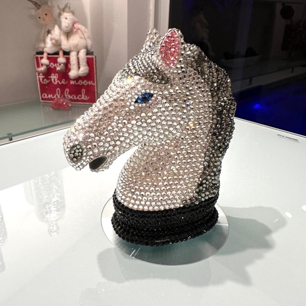 Julia Taylor Collection Swarovski crystal white horse stallion piggy bank